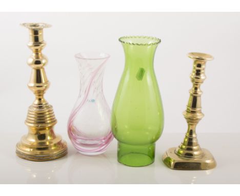Box of miscellany, including brassware, oil lamp, glassware, china, etc., (a box).