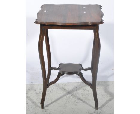 Pine and fruitwood gypsy table, turned bobbin supports, and an Edwardian walnut occasional table.