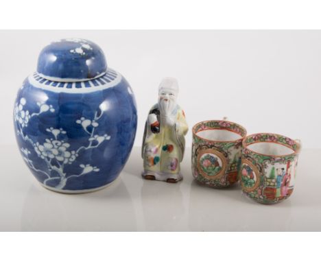 Collection of Chinese ceramics, Famille Rose Teaset, eggshell china, modern blue and white ginger jars, tortoiseshell effect 