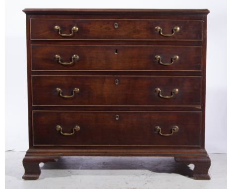 A George III mahogany chest of drawers, ogee moulded edge, fitted with four graduating long drawers, ogee bracket feet, width