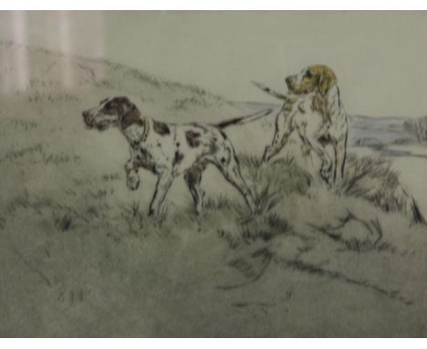 After Henry Wilkinson, Two dry point etchings of gun dogs, signed and numbered in pencil, togethetr with a quantity of other 