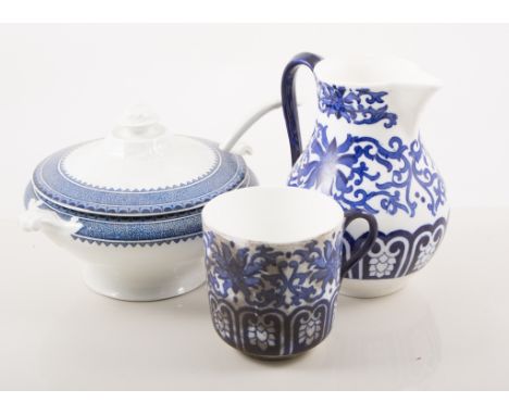 Coalport blue and white part table service, together with a part Aynsley tea service and a toilet bowl.