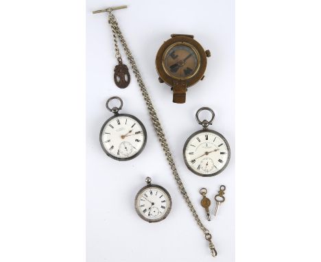 Short & Mason Ltd. Military Clinometer or rangefinder, in oxidized brass case marked London 56mm in dia., 1909, a 1930 silver