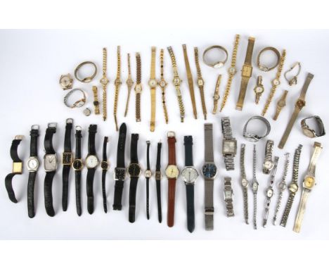 A large bag of Fashion watches, including an Emporio Armarni wrist watch with signed dial and baton hour markers on a rectang