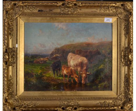 WILLIAM R C WATSON Cattle watering Oil on canvas Signed and dated 1899 Inscribed on the reverse 'Morning near Lamorna Cove, C