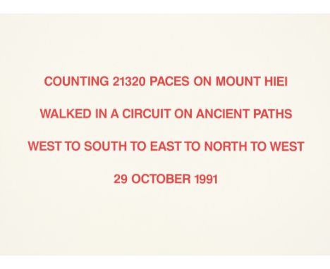 HAMISH FULTON 
COUNTING 21320 PACES
Colour Collotype 
Signed
75 x 101cm
The Stoneman Print Collection
Hugh Stoneman (1947-200