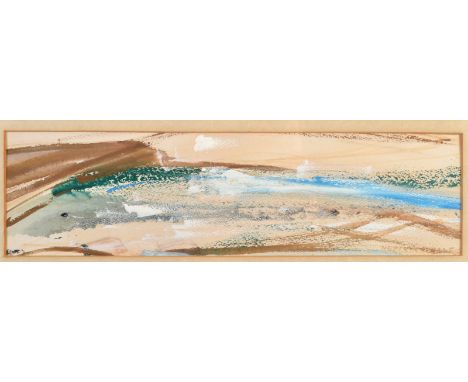 MARGO MAECKELBERGHE 
Seascape 
Gouache 
Signed
Inscribed and dated 1978 to the back
8.5 x 31cm