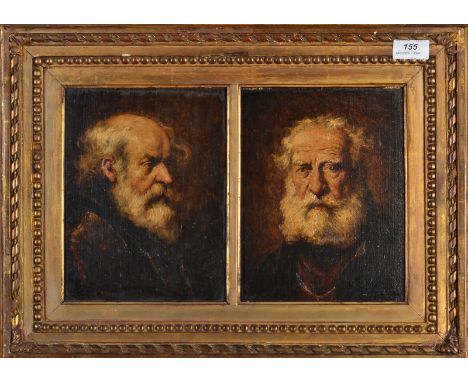 After Rembrandt
Two portraits of a gentleman
Oil on board
Initialled R L ?
Each 23 x 17.5cm