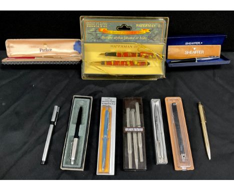 Pens &amp; Writing Equipment - Watermans Leonardo Da Vinci fountain pen and roller ball set, sealed;  Parker 61 rollerball, R