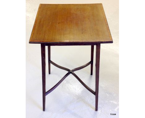 A Mahogany inlaid lamp table 45 x 45 x 70