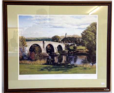 Framed print 'Old Stirling Bridge' by Graeme Baxter ltd edition 358/500 64 x 55