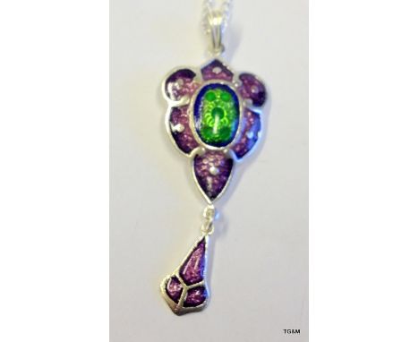 A silver and enamel Art Nouveau style necklace