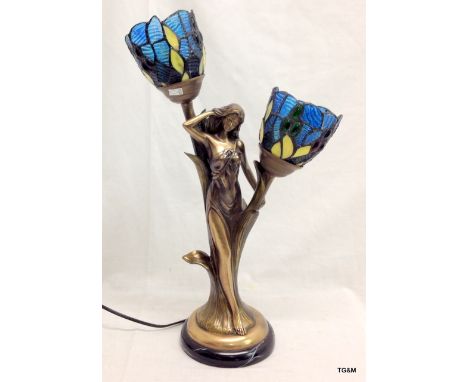 An Art Deco Tiffany style double lamp