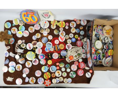 A collection of vintage pin badges to include motoring related / Ford / Mini Cooper /  and other.