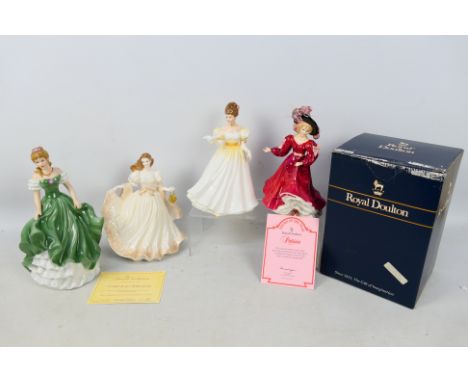 A collection of lady figures comprising a boxed Royal Doulton Figure Of The Year 1993 Patricia # HN3365, with certificate of 