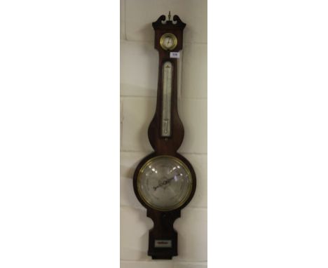 A Frederick Bilston early 19th century mahogany veneered banjo barometer, H 100cm