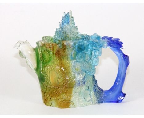 A Chinese glass teapot, H 13cm