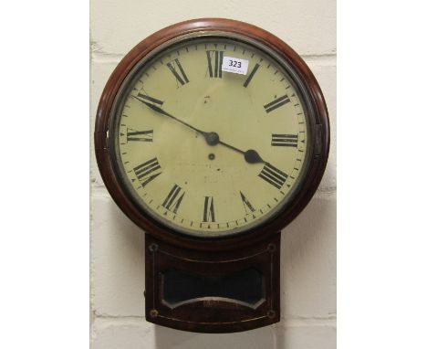 A 19th century wall clock with fusee movement, Dia 36cm