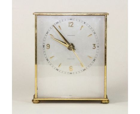 A vintage Garrard brushed gilt brass quartz mantle clock, H 16cm
