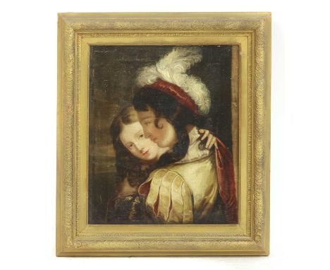 English School, 19th centuryRomeo &amp; Julietwith copy inspription verso, oil on canvas30 x 25cmCondition report: the canvas
