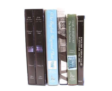 Six books on antique furniture, comprising: 'Oak Furniture, the British Tradition' by Victory Chinnery ACC 1979; English Vern