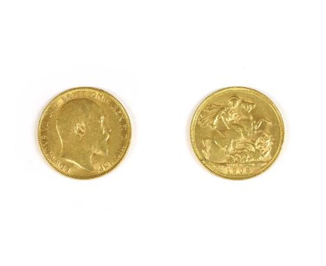 Coins, Australia, Edward VII (1901-1910), Sovereign, 1908, M in ground for Melbourne Mint