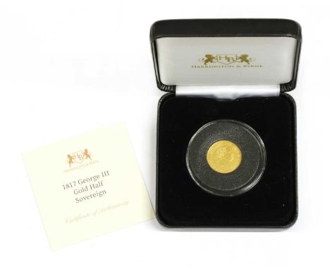Coins, Great Britain, George III (1760-1820), Half Sovereign, 1817 (S. 3786), VF with some light surface scratches