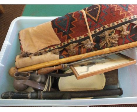 A Kelim rug, kitchen scales and other items