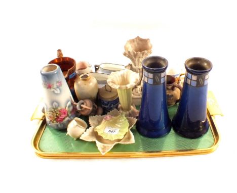 A pair of Royal Doulton lighthouse vases (one base crack), Royal Worcester and other china