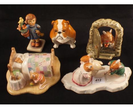 Three Royal Doulton Brambly Hedge figurines, Home for Supper DBH69, Happy Birthday Wilfred DBH45 No. 721 of 3000, The Ice Bal