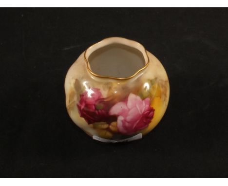 A Royal Worcester globular rose painted vase