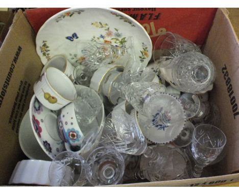 Royal Worcester Evesham, Aynsley plus other china and glass (two boxes)
