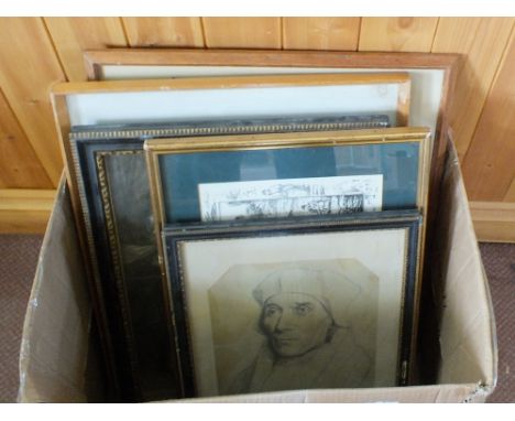 A Raphael religious print and other pictures