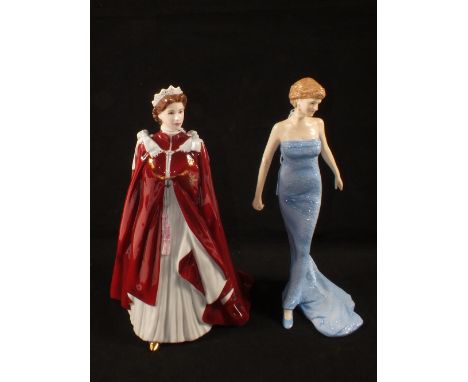 A Royal Worcester figurine Queens 80th Birthday and Royal Doulton Princess Diana