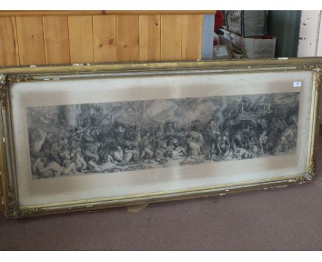 A 19th Century black and white print, Death of Nelson, 20" x 50"