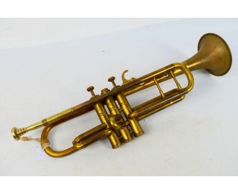 A vintage brass trumpet, no maker's marks. [W]