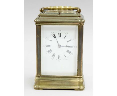 A Brass Grande Sonnerie Striking Carriage Clock, underside of the case with selection lever for full striking/silent/quarters