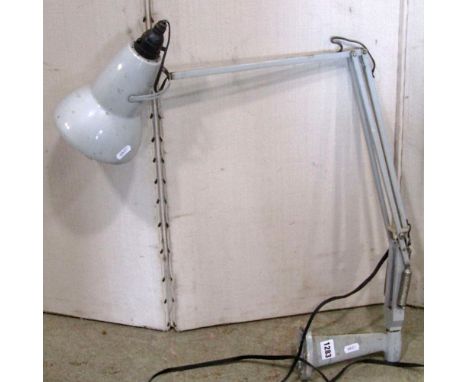 A vintage Herbert Terry anglepoise lamp in industrial light grey colourway