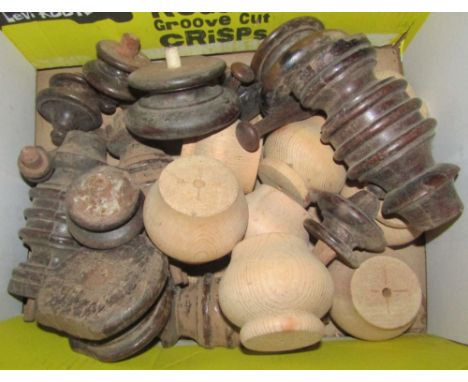 Restorers lot - a quantity of Victorian and later turned knobs, Georgian style bracket and other feet