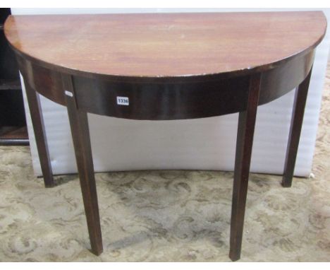 A Georgian mahogany demi-lune side table raised on four square tapered legs, together with one lot of small miscellaneous fur