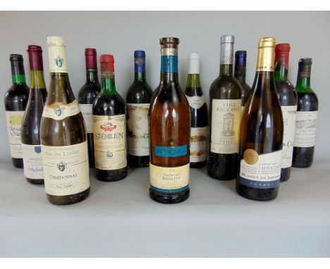 A collection of fourteen vintage bottles of red and white wine to include 1985 Chateau Cazat-Beauchene Bordeaux Superior, 197