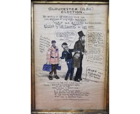 A 19th century humorous lithograph relating to the Gloucester Election of 1880, concerning the corruption of that election by