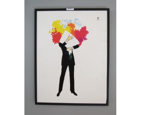 After Rene Gruau (1909-2004) - Stylish man obscured by a large bouquet, understood to be poster design for Dior 1971, coloure