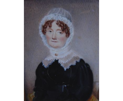 19thC British School.  Portrait of a lady, oil, indistinctly titled, dated 1826, 10cm x 8cm