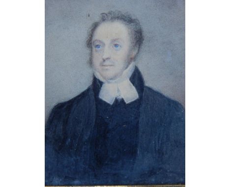 19thC British School.  Portrait of a gentleman, watercolour, 10cm x 9cm