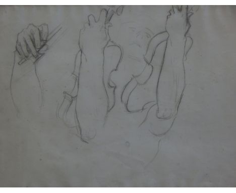 After John Singer Sergeant (1856-1925).  Multiple figures playing the violin, crayon, 46cm x 60cm. Upon instructions from the