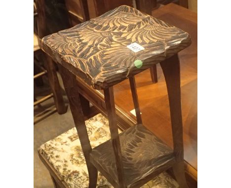 Vintage tapestry topped blanket box and a wooden plant stand. Not available for in-house P&amp;P, contact Paul O'Hea at Mailb
