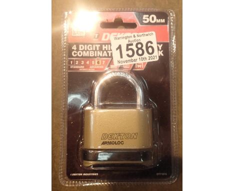 New four digit combination padlock. P&amp;P Group 1 (£14+VAT for the first lot and £1+VAT for subsequent lots) 