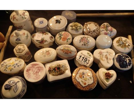 Twenty four mixed lidded trinket boxes including Wedgwood, Minton and Royal Worcester. Not available for in-house P&amp;P, co