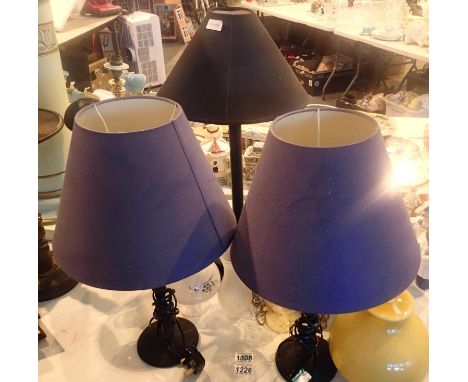 Collection of table lamps, hanging light glass shades and chimneys. Not available for in-house P&P, contact Paul O'Hea at Mai